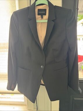 Banana Republic Black Women's Single-Button Blazer with Beige Lining